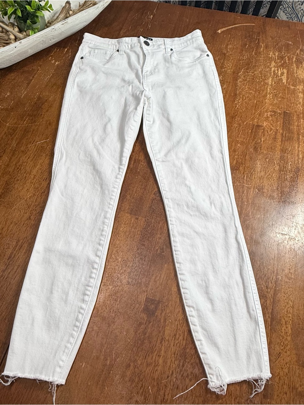 KUT From the Kloth Connie High Rise Ankle Skinny Jeans White Size 4 Raw Hem